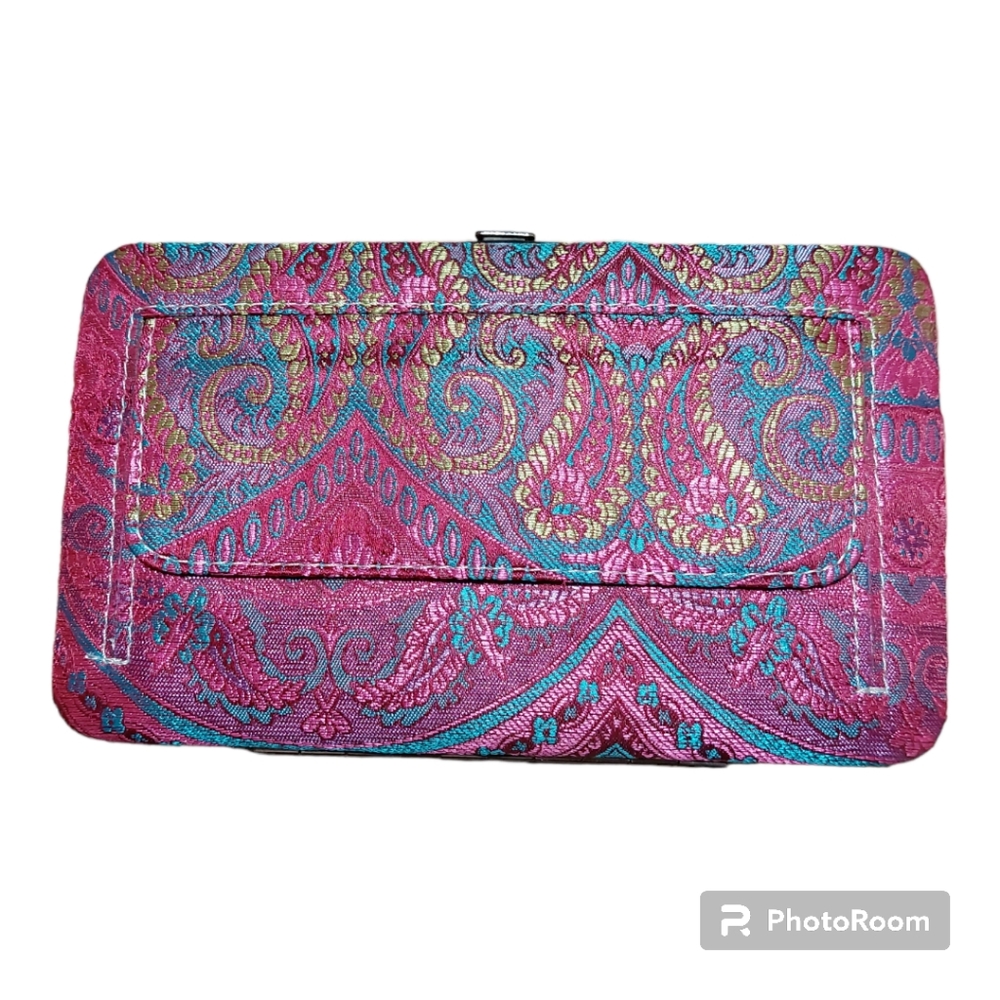 Paisley Pink Boho Jaquard Style Clasp Wallet - NWOT